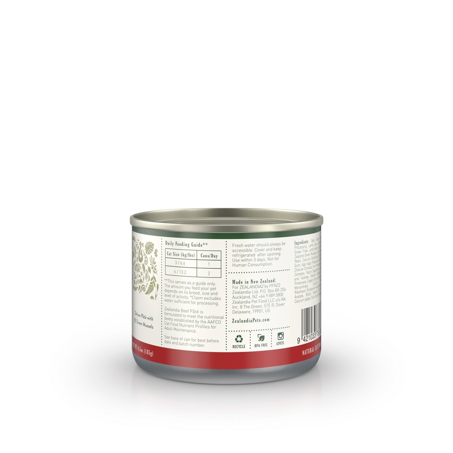 zealandia cat // free-range beef pate wet canned food (185g)