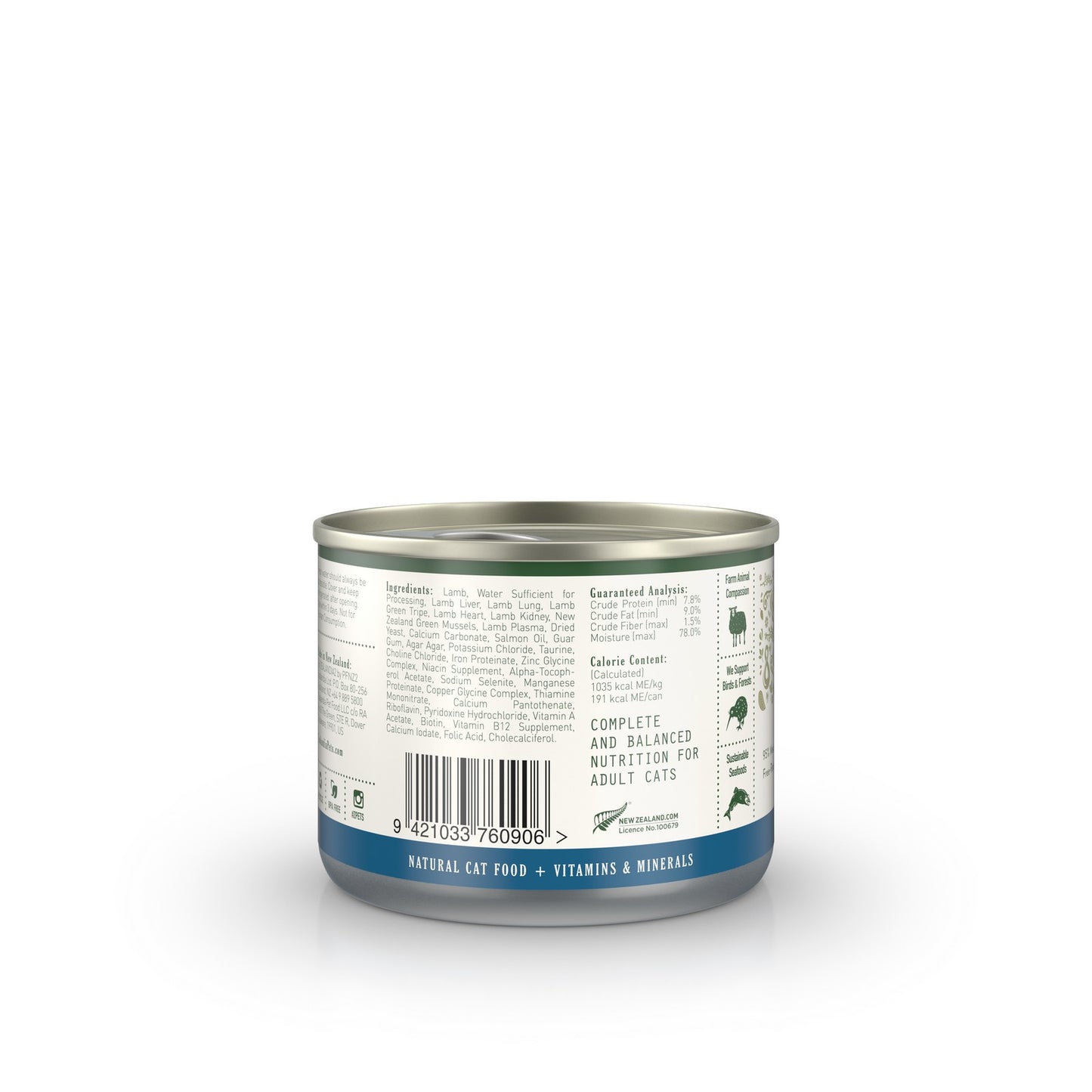 zealandia cat // free-range lamb pate wet canned food (185g)