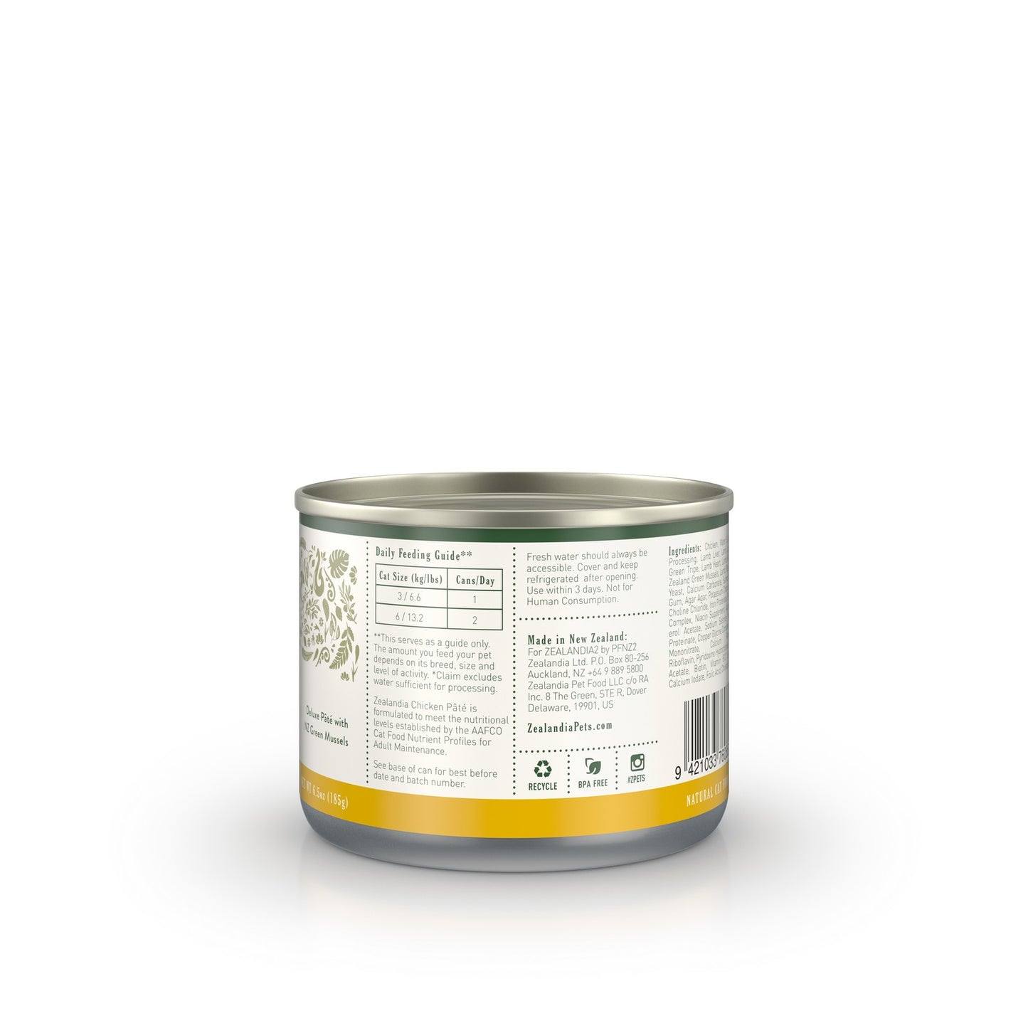 zealandia cat // free-run chicken pate wet canned food (185g)