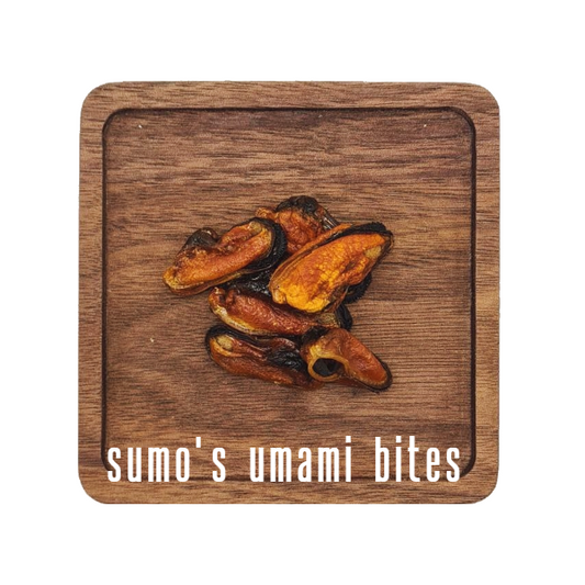 sumo's umami bites // air-dried whole chilean blue mussels